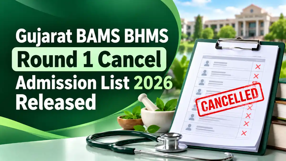 Gujarat BAMS/BHMS Round 1 Cancel Admission List 2026 Released