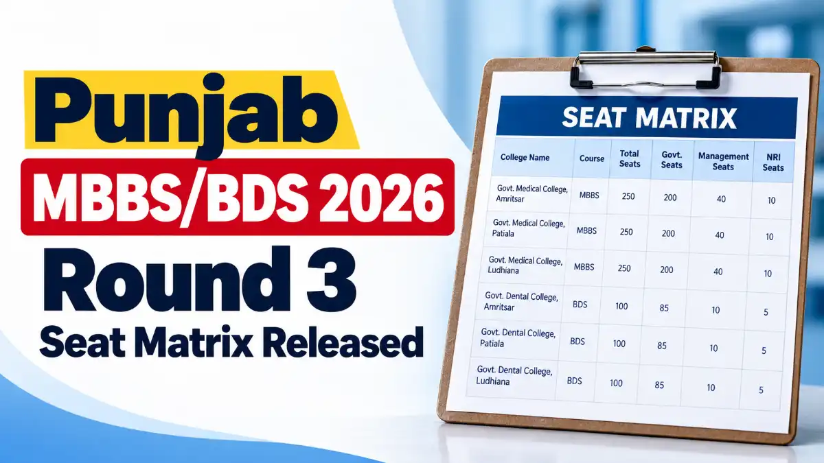 Punjab MBBS/BDS 2026 Round 3 Seat Matrix Released